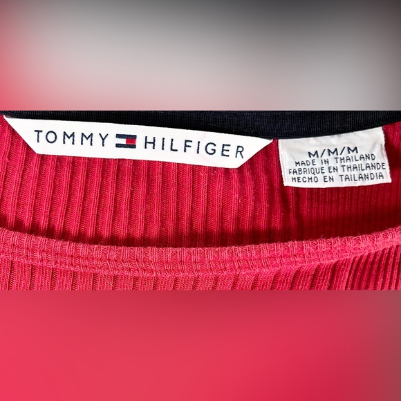 Two red Tommy Hilfiger shirts long sleeve and short sleeve - Picture 4 of 4